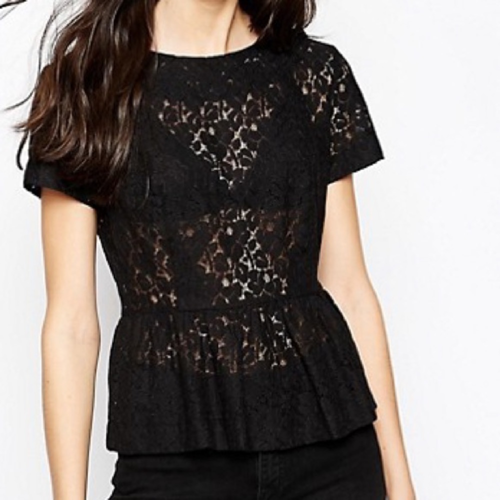 French Connection Lace Peplum Top